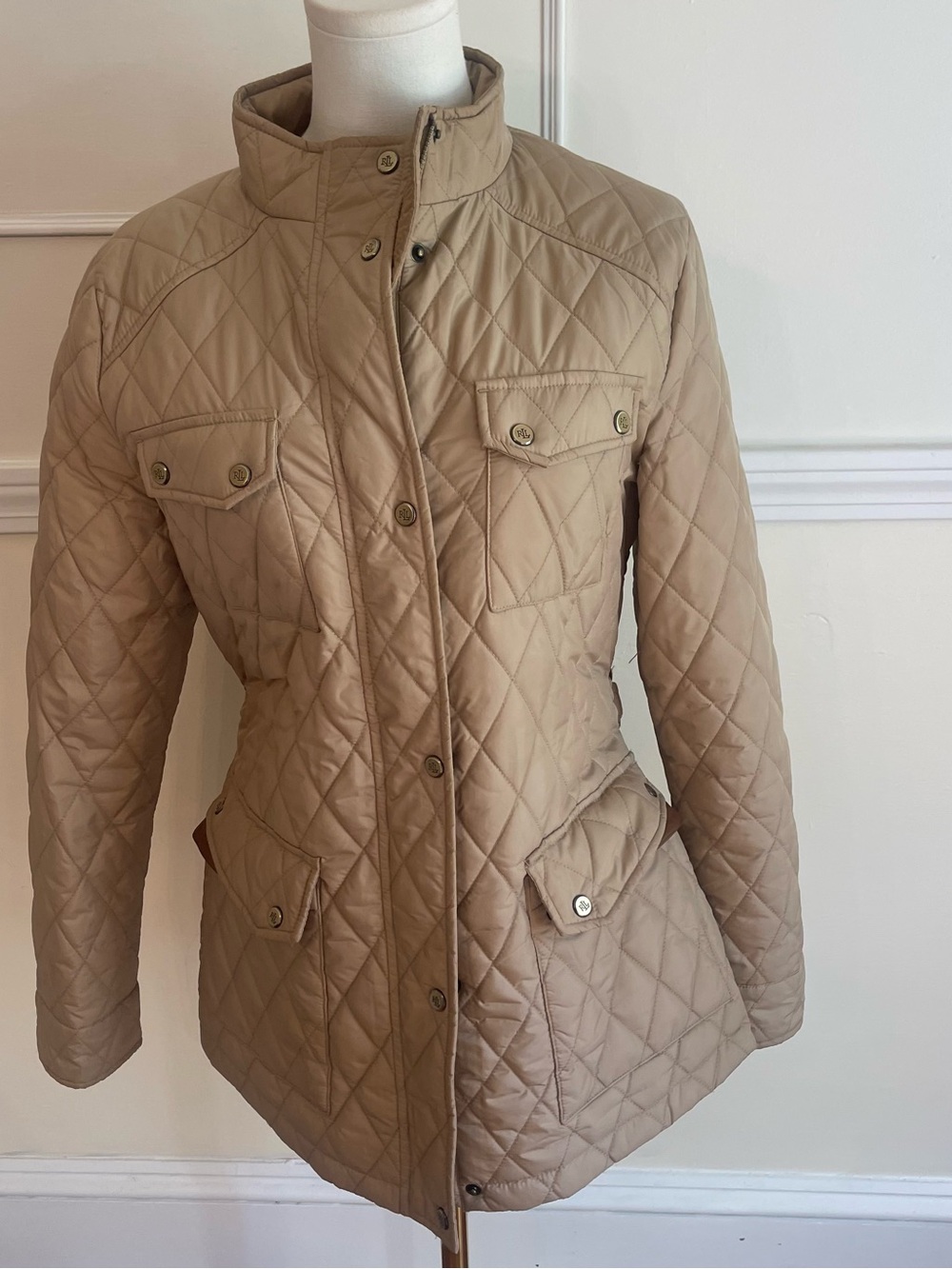 Ralph Lauren Quilted Puffer Jacket in Tan